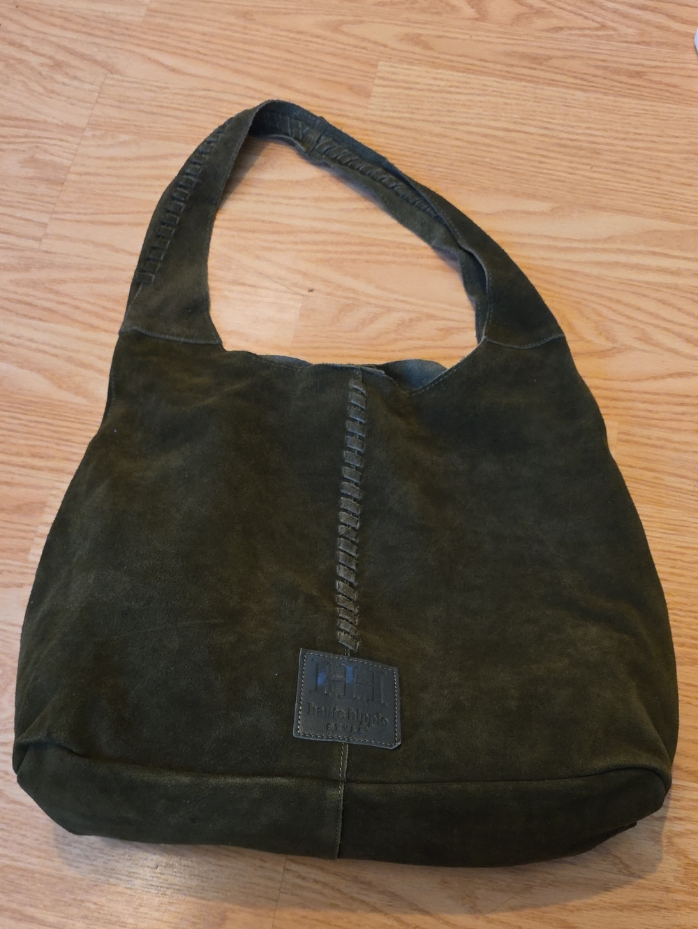 Haute Hippie Dark Olive Suede Hobo Shoulder Bag